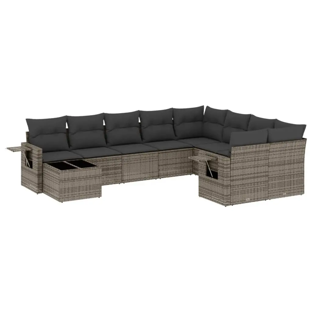 Garden Sofa Set Outdoor Furniture 10 Piece Grey Poly Rattan Modular Patio Lounge