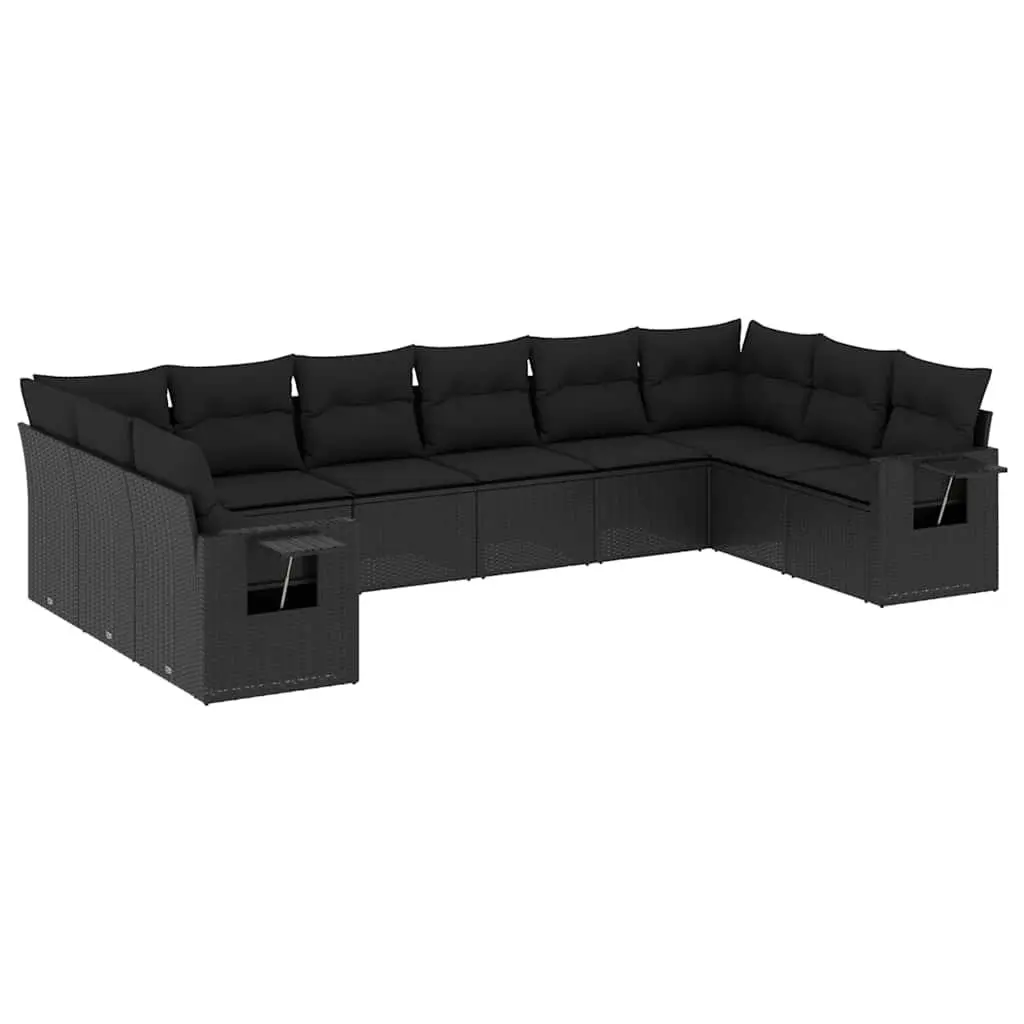 10-Piece Black Modular Garden Sofa Set