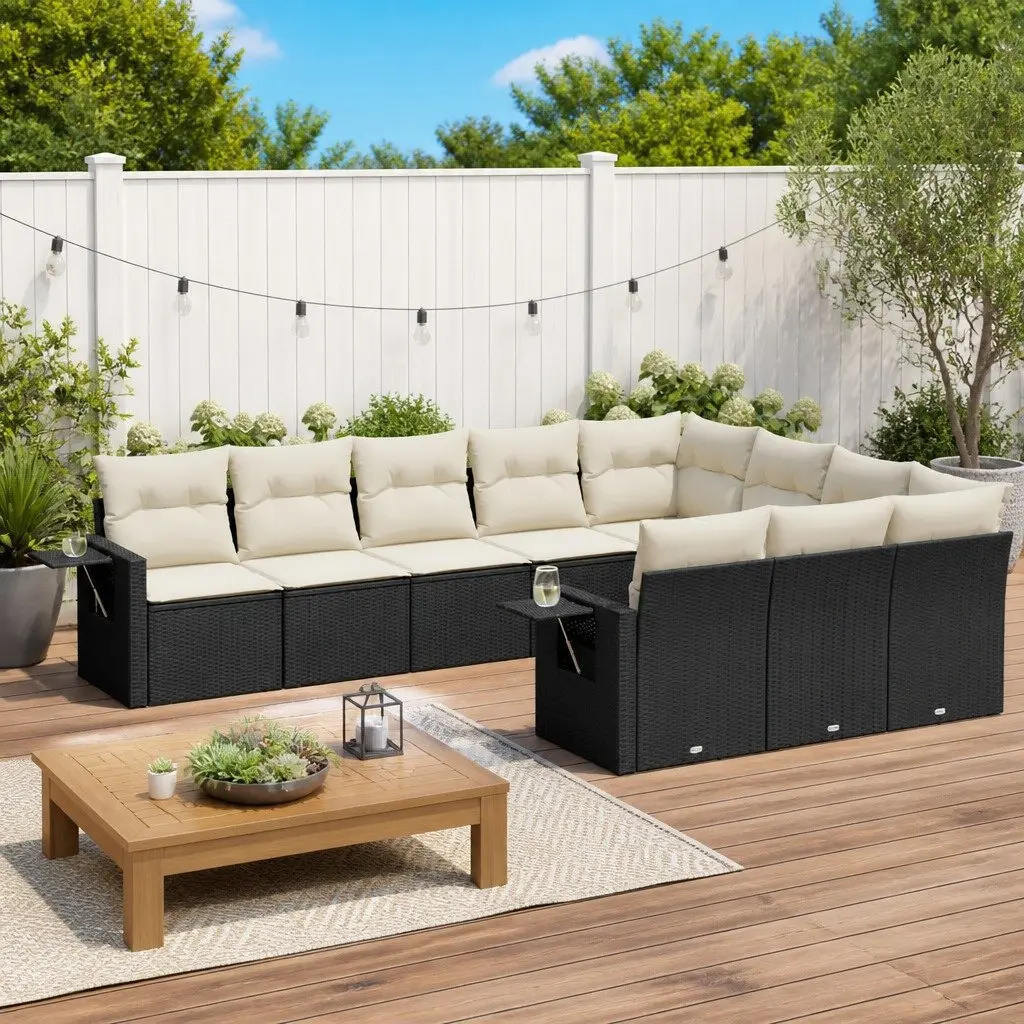 10-Piece Black Modular Sofa Set