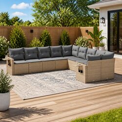 Outdoor Sofa Set - 10 Piece Beige Modular Design