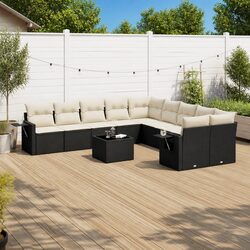 Detailed Specs: 11-Piece Black Rattan Garden Sofa Set
