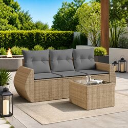 4 Piece Garden Sofa Set: Dimensions and Materials