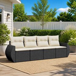 4 Piece Garden Sofa Set Specifications - Black with Cushions