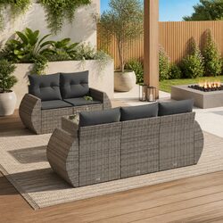 6-Piece Garden Sofa Set: Grey Rattan Outdoor Furniture