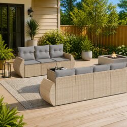 8 Piece Garden Sofa Set Dimensions: L260 x W200 x H65 cm