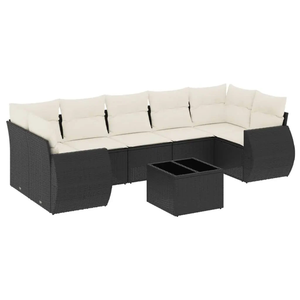 Garden Sofa Set 8 Piece Outdoor Furniture Patio Lounge Black Poly Rattan with