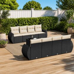 Specifications of 9 Piece Garden Sofa Set with Black Cushions