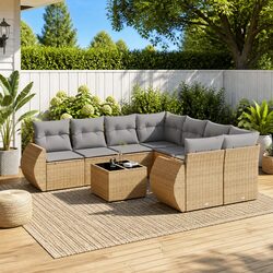 Specifications of 9-Piece Beige Garden Sofa Set