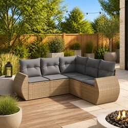 Specifications of 5-Piece Beige Cushioned Garden Sofa Set
