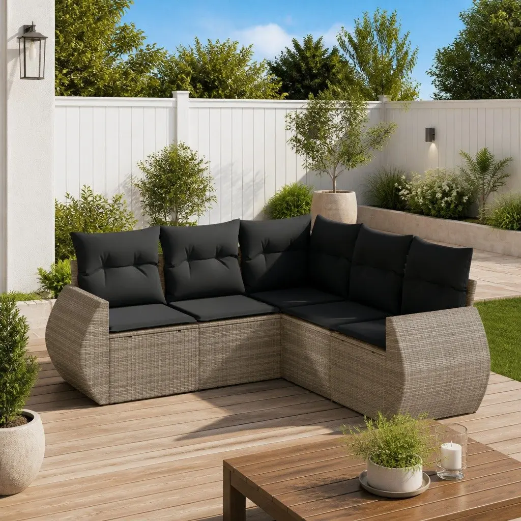 5 Piece Garden Sofa Set for Patio Outdoor Furniture Grey