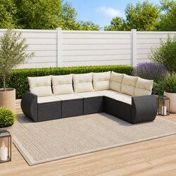 Specifications of the 6-Piece Black Modular Garden Sofa Set
