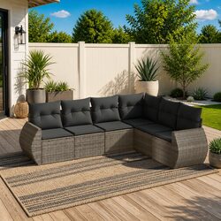 6 Piece Garden Sofa Set Outdoor Furniture Patio Sectional with Cushions Grey