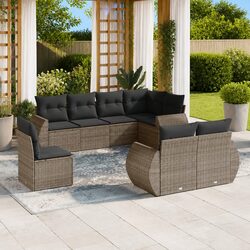 8-Piece Grey Outdoor Sectional Sofa Set Details