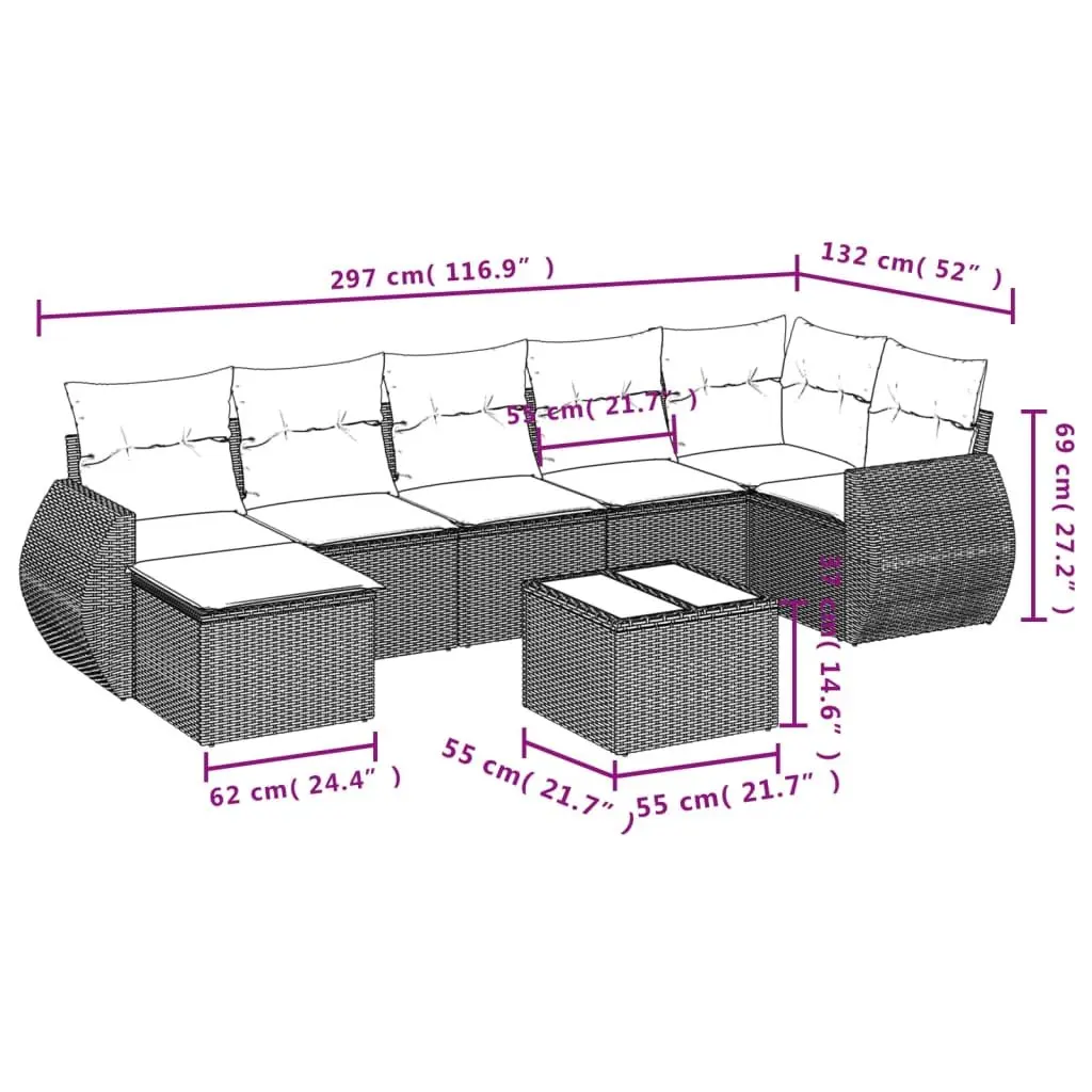 8-Piece Modular Garden Sofa Set with Removable Covers