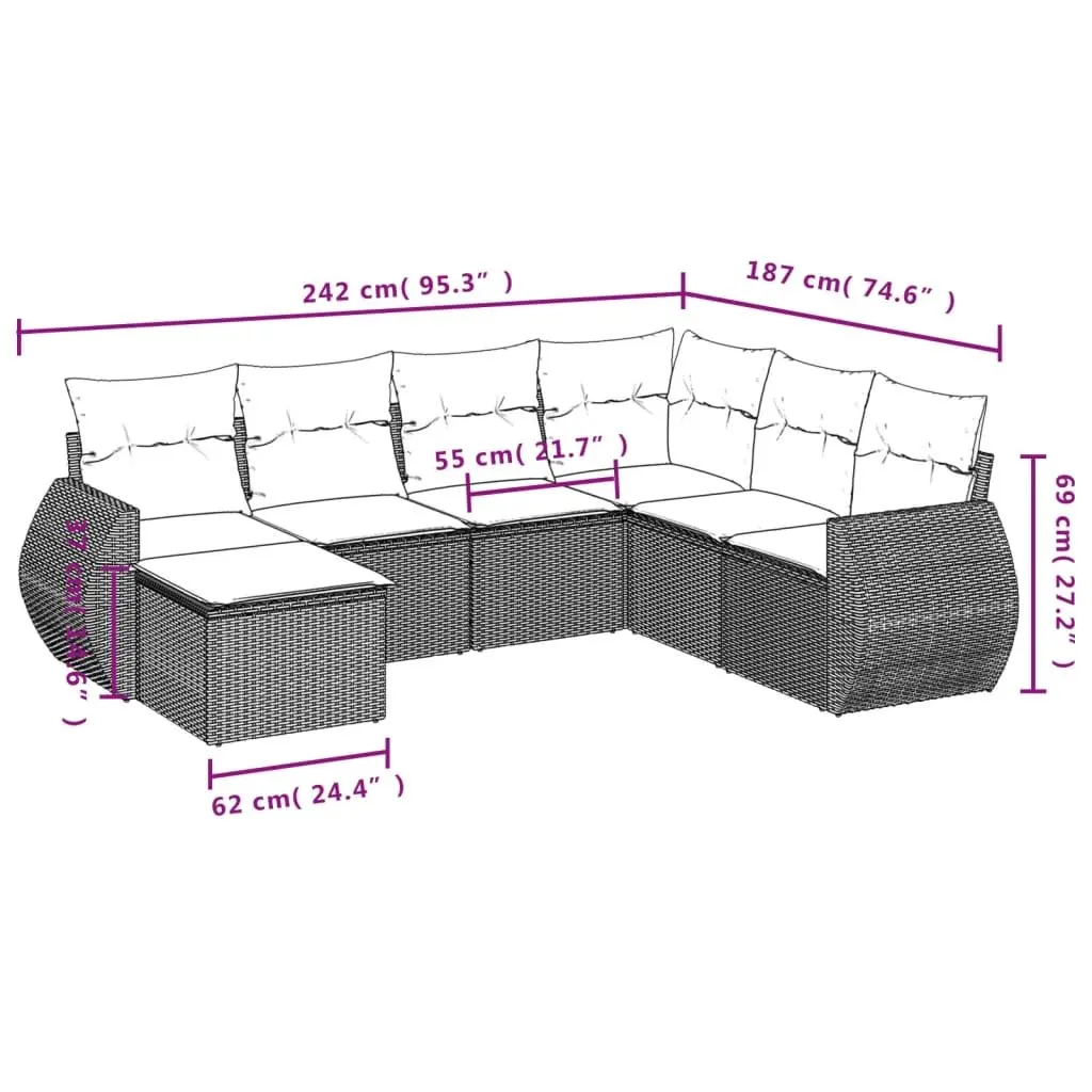Outdoor Sectional Sofa Set 7 Pieces