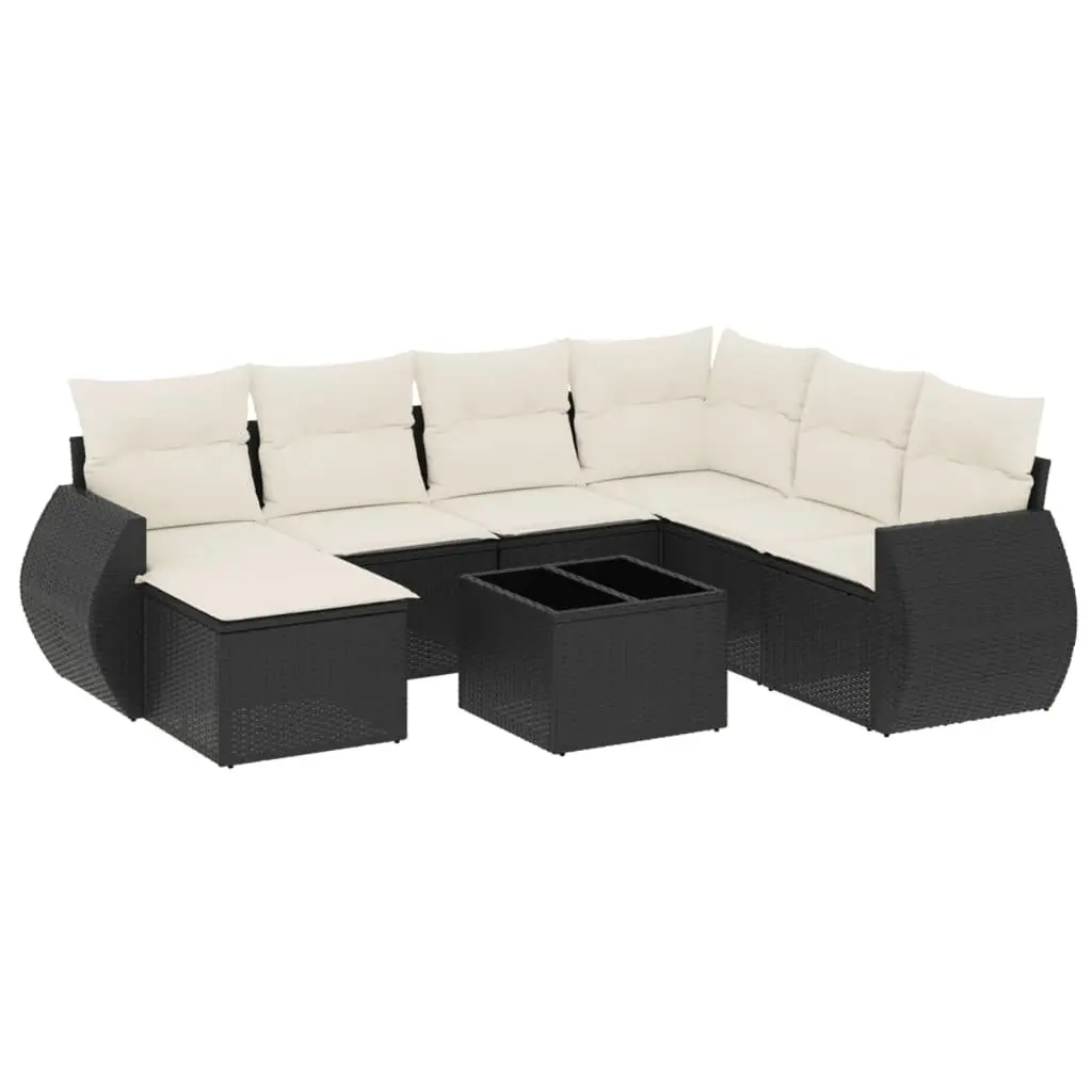 Outdoor Sectional Sofa Set 8 Piece Patio Garden Furniture Black Poly Rattan Modular