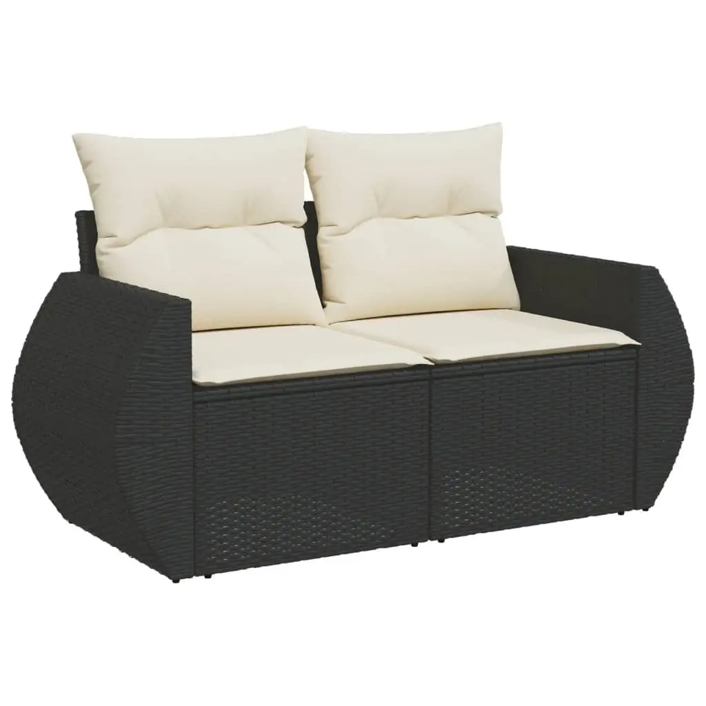 Outdoor Sectional Sofa Set 8 Piece Patio Garden Furniture Black Poly Rattan Modular