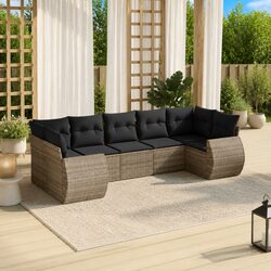 7-Piece Grey Outdoor Sectional Sofa with Cushions Specifications