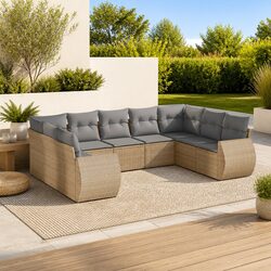 Specifications of 9-Piece Beige Outdoor Sofa Set