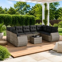 Factual 10-Piece Outdoor Modular Sofa Set Grey