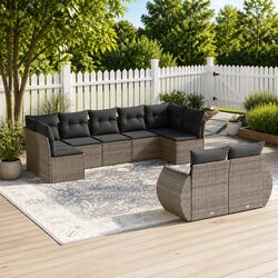 Outdoor Sofa Set 9 Piece Modular Grey with Cushions