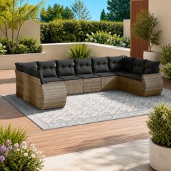 Grey 10-Piece Modular Garden Sofa Set with Cushions