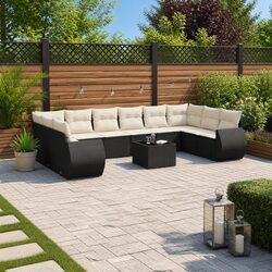 Concrete Specs of 11 Piece Black Outdoor Sofa Set