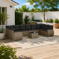 Outdoor Sectional Sofa Set: 11 Pieces, Grey, Modular Design