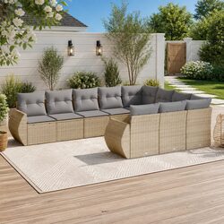 10-Piece Beige Rattan Outdoor Sofa Set Specifications and Features