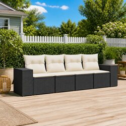 Specifications of 4 Piece Black Poly Rattan Garden Sofa Set