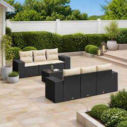 7-Piece Modular Black Rattan Sofa Set Specifications