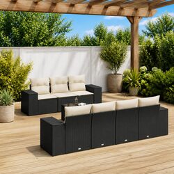 Outdoor Sectional Sofa Set 8 Piece Black Garden Furniture Patio Seating with