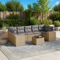 Outdoor Sectional Sofa Set Specifications: 8 Pieces, Beige