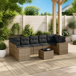 8-Piece Modular Sectional Sofa Set: Grey Rattan Furniture