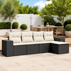5-Piece Black Patio Seating Set with Durable Rattan