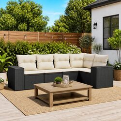 5-Piece Black Rattan Outdoor Sofa Set Specifications