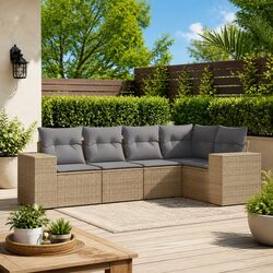 5-Piece Modular Garden Sofa Set: PE Rattan Construction