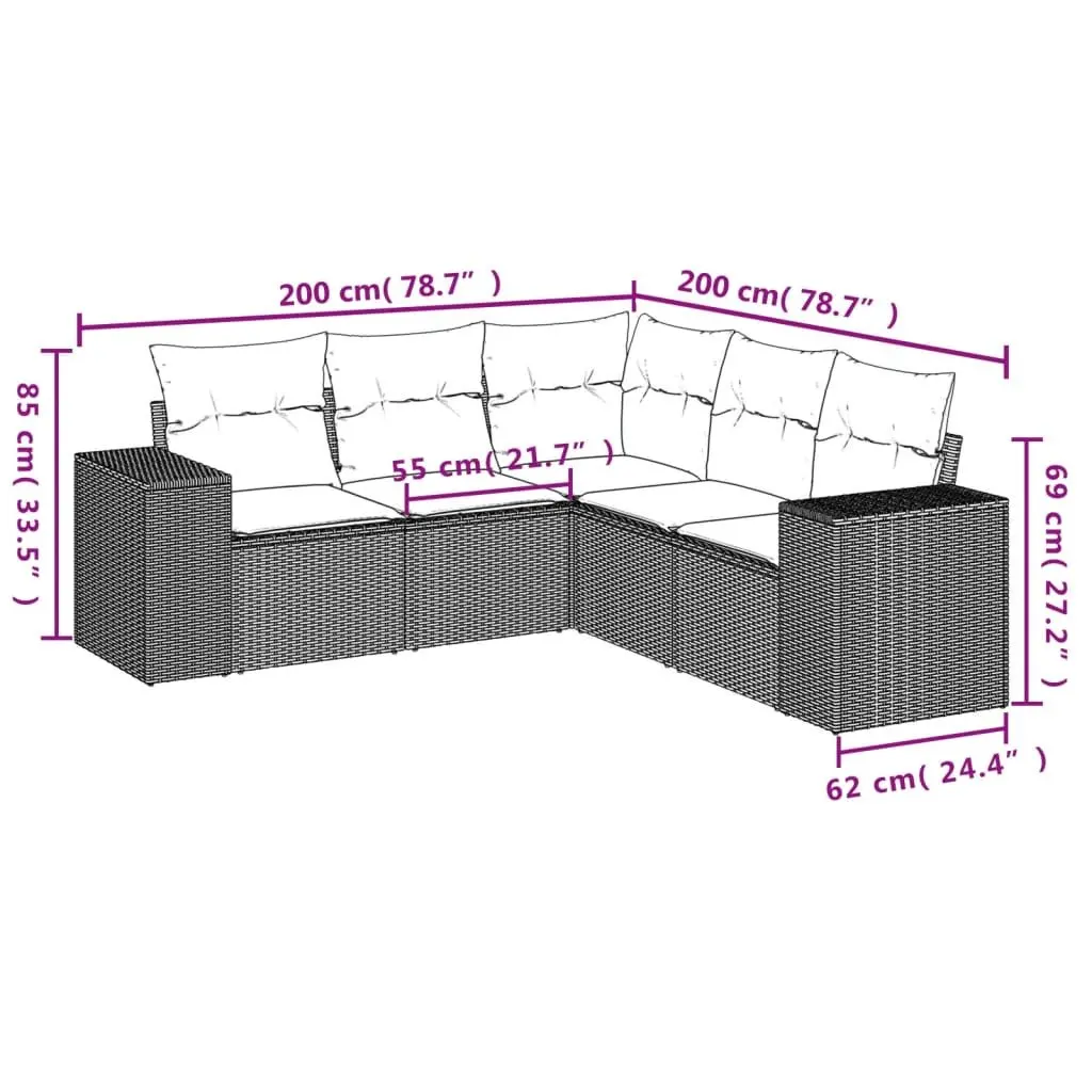 Garden Sofa Set 5 Piece Outdoor Furniture Patio Seating Grey