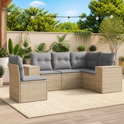 5-Piece Outdoor Sofa Set Specifications: Beige Modular Design