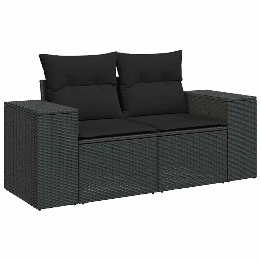 Garden Sofa Set 6 Piece Outdoor Furniture Patio Black Poly Rattan with Cushions