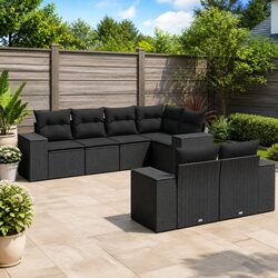 7-Piece Modular Garden Sofa Set with Padded Cushions