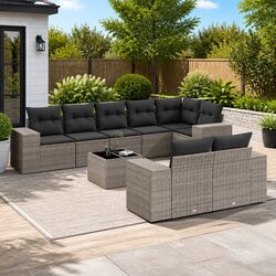 Specifications of Grey Poly Rattan 9-Piece Sofa Set