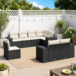 8-Piece Modular Garden Sofa Set with Black Cushions