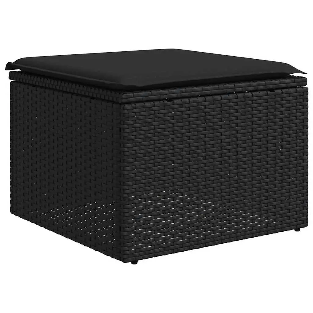 7 Piece Garden Sofa Set Outdoor Patio Furniture Black Poly Rattan with Cushions