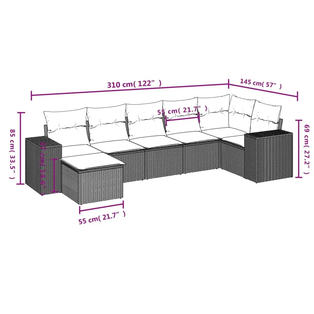 7 Piece Garden Sofa Set Outdoor Furniture Patio Lounge Seating Grey