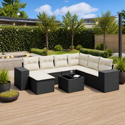 Specifications of 8-Piece Modular Black Rattan Sofa Set