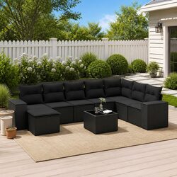 Specifications of Our 9-Piece Garden Sofa Set in Black