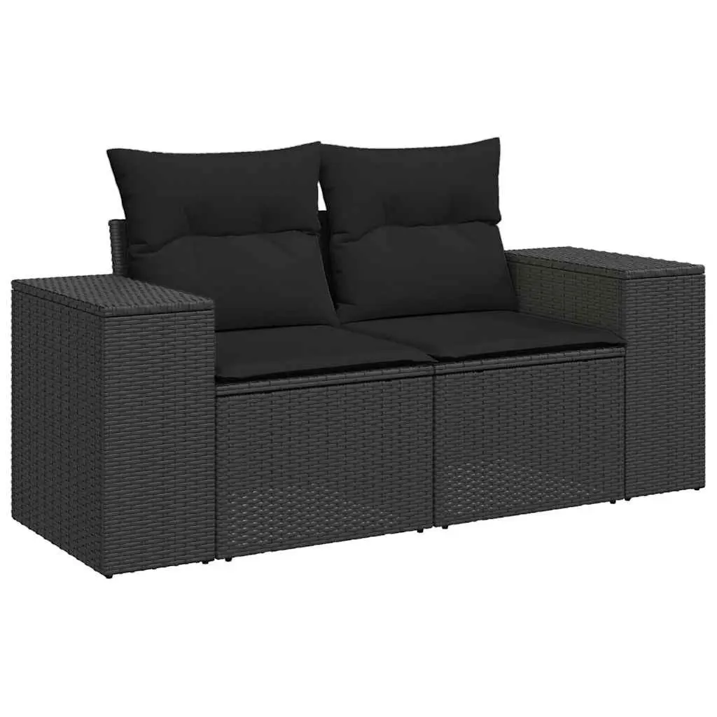 7 Piece Garden Sofa Set Black Outdoor Furniture Patio Seating with Cushions