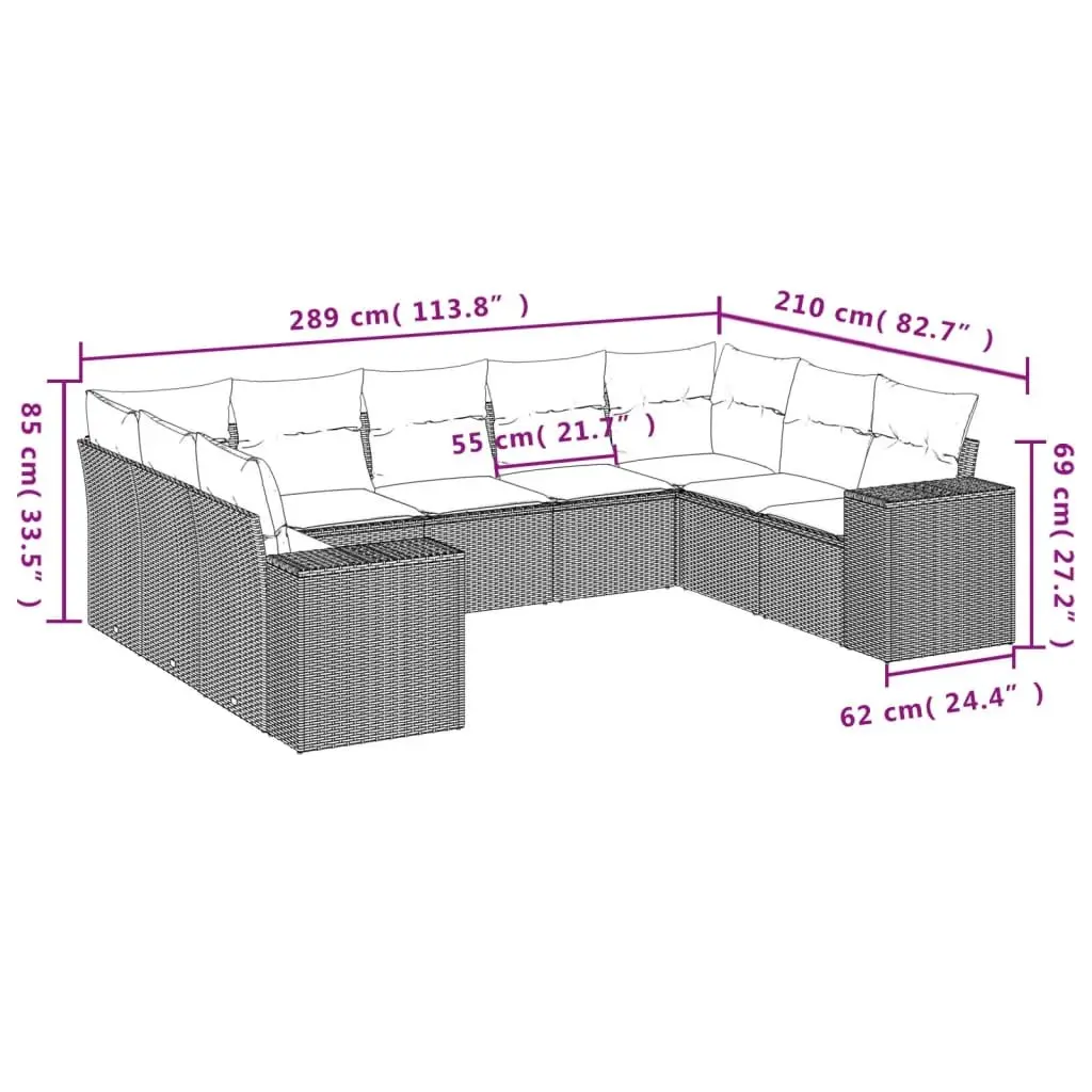 Garden Sofa Set Outdoor Furniture Patio Lounge Sectional 9 Piece