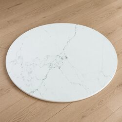 White Round Marble Design Tempered Glass Table Top Specifications Ø60cm